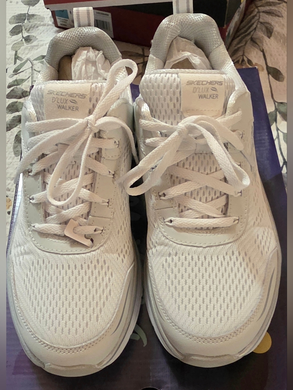 Skechers D'Lux Walker Women's White Athletic Sneakers - Picture 6 of 9